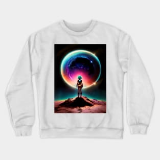 Abstract Art Anime Style Space Portal Girl Poster Young Woman Stickers and Assessories Crewneck Sweatshirt